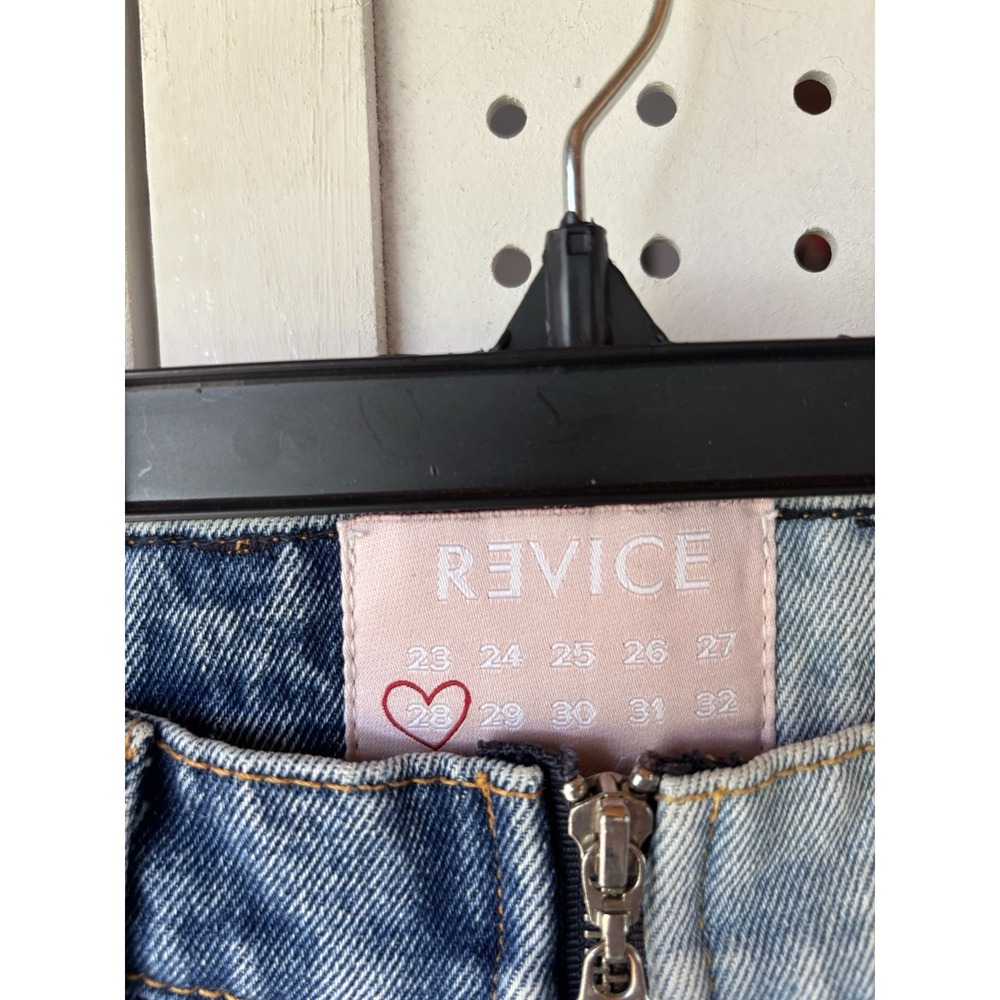 REVICE Size28 Two Tone Yin Yang Zipper Crotch Mom Jeans Denim Straight - Picture 3 of 5